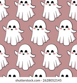 Padrão vetorial contínuo de fantasmas flutuantes . Ótimo para impressões de Halloween, itens infantis e temas de festa.