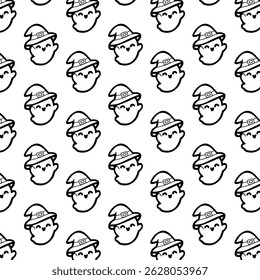 Seamless vector pattern of floating ghosts . Great for Halloween prints, kids’ items, and party themes.