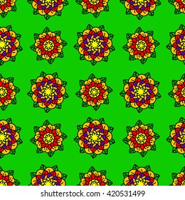 Seamless vector pattern with floral decorative elements. Hand drawn background. Spring. Flowers. 