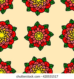 Seamless vector pattern with floral decorative elements. Hand drawn background. Spring. Flowers. 