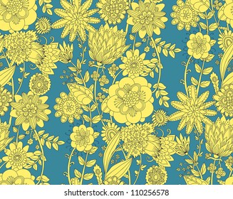 A seamless vector pattern with floral elements