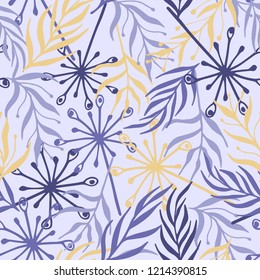 Seamless vector pattern with floral elements. Great for packaging, fabrics, prints, greeting cards, home decor, wallpaper, wrapping paper and more.