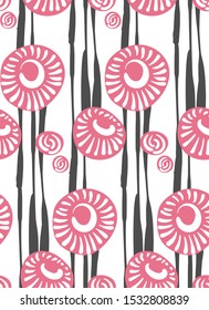 seamless vector pattern floral gray pink simple