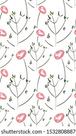 seamless vector pattern floral gray pink simple