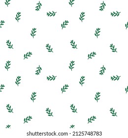 Seamless vector pattern floral green line on white background for saint patrick's day.  Summer print, botanical, hand drawn.  Designs for textiles, fabric, wrapping paper, packaging, scrapbooking.