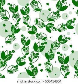 Seamless vector pattern, floral pattern, green leaves.