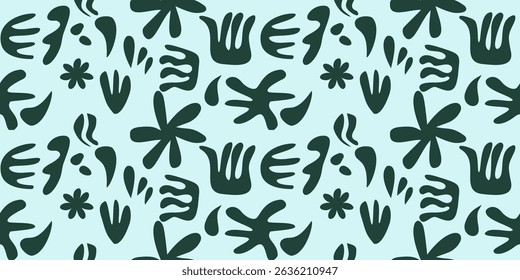 Seamless vector pattern of floral leaves and flowers, a natural design illustration perfect for vintage spring and summer wallpaper