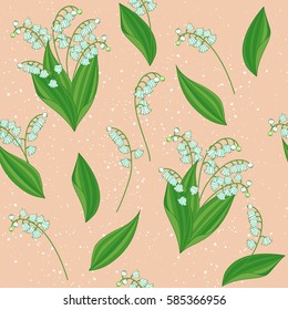 Seamless vector pattern. Floral pattern of lilies of the valley.