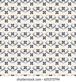 Seamless vector pattern with floral motive. Blue flowers on a beige background