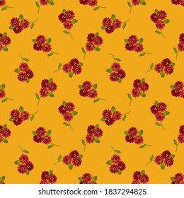 Seamless vector pattern with floral ornament in a free style. Vintage textile design. Fashion print with flowers.