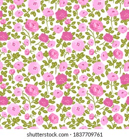 Seamless vector pattern with floral ornament in a free style. Vintage textile design. Fashion print with flowers.