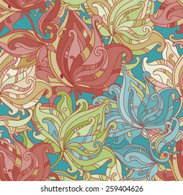 Seamless vector pattern with  floral ornament with a lot of details. 