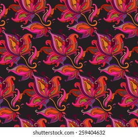 Seamless vector pattern with  floral ornament with a lot of details 