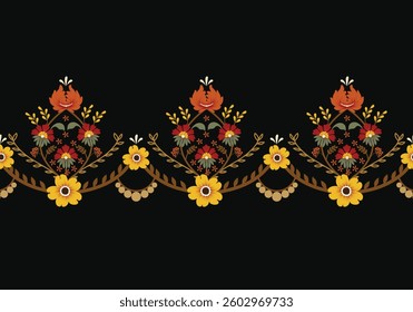Seamless vector pattern with floral ornament. Ethnic pattern design for background, carpet, wallpaper, clothing, wrapping, Batik, fabric, printing textile