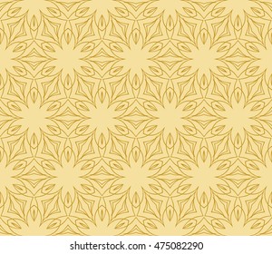 seamless vector pattern. floral ornament. interior decoration, wallpaper, presentation, fashion design. gold color