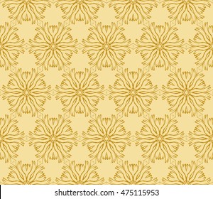 seamless vector pattern. floral ornament. interior decoration, wallpaper, presentation, fashion design. gold color