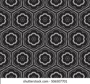 seamless vector pattern. floral ornament. interior decoration, wallpaper, presentation, fashion design. black and white color