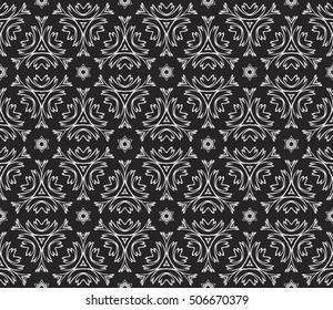 seamless vector pattern. floral ornament. interior decoration, wallpaper, presentation, fashion design. black and white color