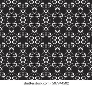 seamless vector pattern. floral ornament. interior decoration, wallpaper, presentation, fashion design. black and white color