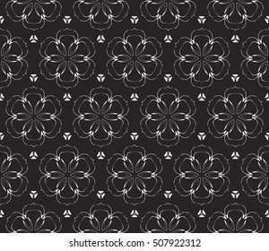 seamless vector pattern. floral ornament. interior decoration, wallpaper, presentation, fashion design. black and white color