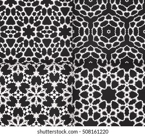 seamless vector pattern. floral ornament. interior decoration, wallpaper, presentation, fashion design. black and white color. set