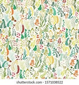 Seamless vector pattern with floral ornaments on a light background.