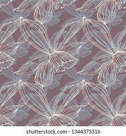 Seamless vector pattern. Floral pattern.Neutral colour. For design and decoration of fabric, paper, Wallpaper, etc.