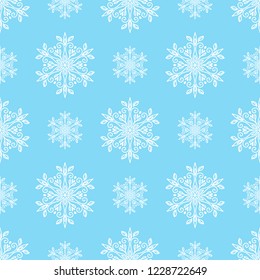 Seamless vector pattern with floral snowflakes in doodle style