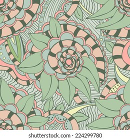 Seamless vector pattern. Floral theme in vintage style. Elegant background for your design. Seamless pattern can be used for wallpaper, pattern fills, web page background, surface and fabric textures.