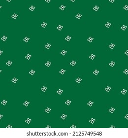 Seamless vector pattern floral white line on green background for Saint Patrick's day.Summer print, botanical doodle hand drawn. Designs for textiles,fabric,wrapping paper,packaging,scrapbooking.