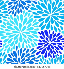 Seamless vector pattern with flowers. Abstract geometric background. Vector illustration with fireworks. Christmas background.