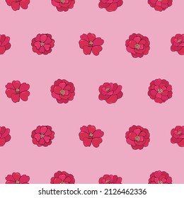 Seamless vector pattern of flowers. Background for greeting card, website, printing on fabric, gift wrap, postcard and wallpapers. Camellia flowers. 