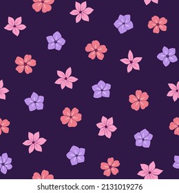 Seamless vector pattern of flowers. Background for greeting card, website, printing on fabric, gift wrap, postcard and wallpapers. Phlox flowers.
