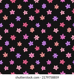 Seamless vector pattern of flowers. Background for greeting card, website, printing on fabric, gift wrap, postcard and wallpapers. Phlox flowers.