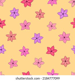 Seamless vector pattern of flowers. Background for greeting card, website, printing on fabric, gift wrap, postcard and wallpapers. Phlox flowers.