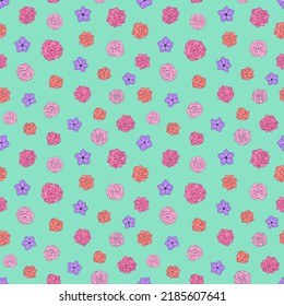 Seamless vector pattern of flowers. Background for greeting card, website, printing on fabric, gift wrap, postcard and wallpapers. Camellia flowers. 