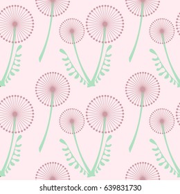 Seamless vector pattern with flowers. Background with dandelions. Graphic illustration.