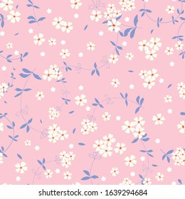 Seamless Vector Pattern with flowers, branches and petals for decoration, print, textile, fabric, stationery
