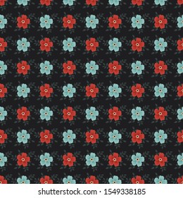 Seamless vector pattern with flowers. Floral design for textiles. Simple background in a free style.