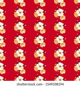 Seamless vector pattern with flowers. Floral design for textiles. Simple background in a free style.