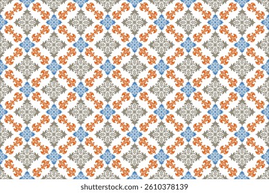 
Seamless vector pattern with flowers. Seamless geometric damask pattern. Antique ceramic rug. Decoration. Pipe.