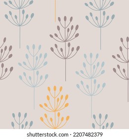 Seamless vector pattern of flowers and herbs