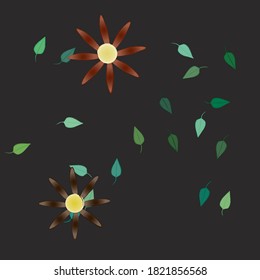 Seamless vector pattern with flowers and leafs