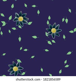 Seamless vector pattern with flowers and leafs
