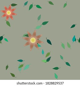 Seamless vector pattern with flowers and leafs