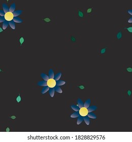 Seamless vector pattern with flowers and leafs