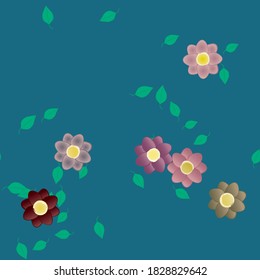 Seamless vector pattern with flowers and leafs