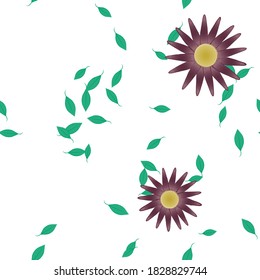 Seamless vector pattern with flowers and leafs