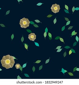 Seamless vector pattern with flowers and leafs