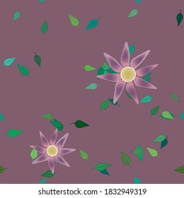Seamless vector pattern with flowers and leafs